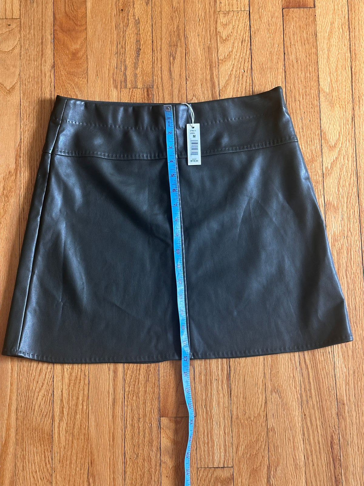 #163 NWT Max Studio Olive Green Faux Leather Miniskirt - Women's M