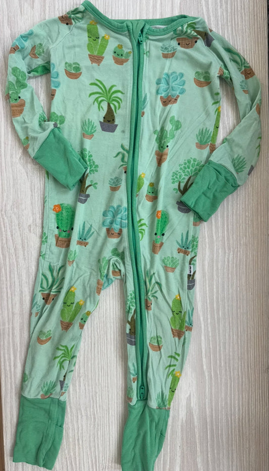#207 Little Sleepies succulent zippy size 6-12 Months - guc