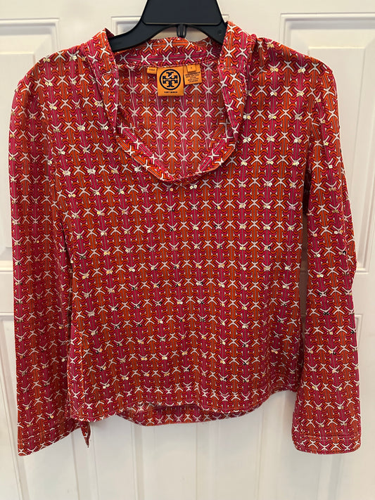 Tory Burch Women’s Red Pink Sz 2 Top Shirt Retail $228