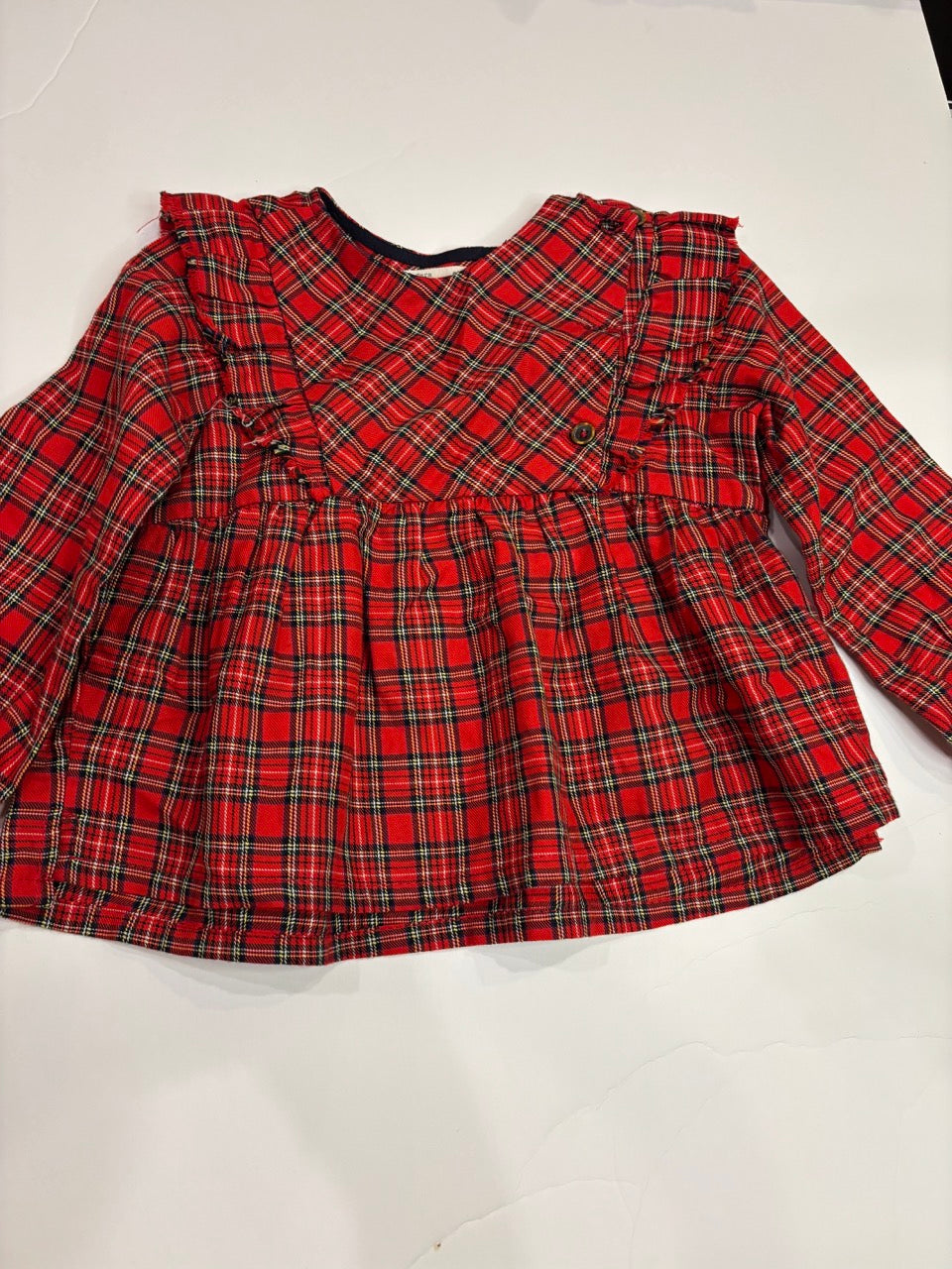 #86A Zara baby girls 2-3T Christmas plaid tunic