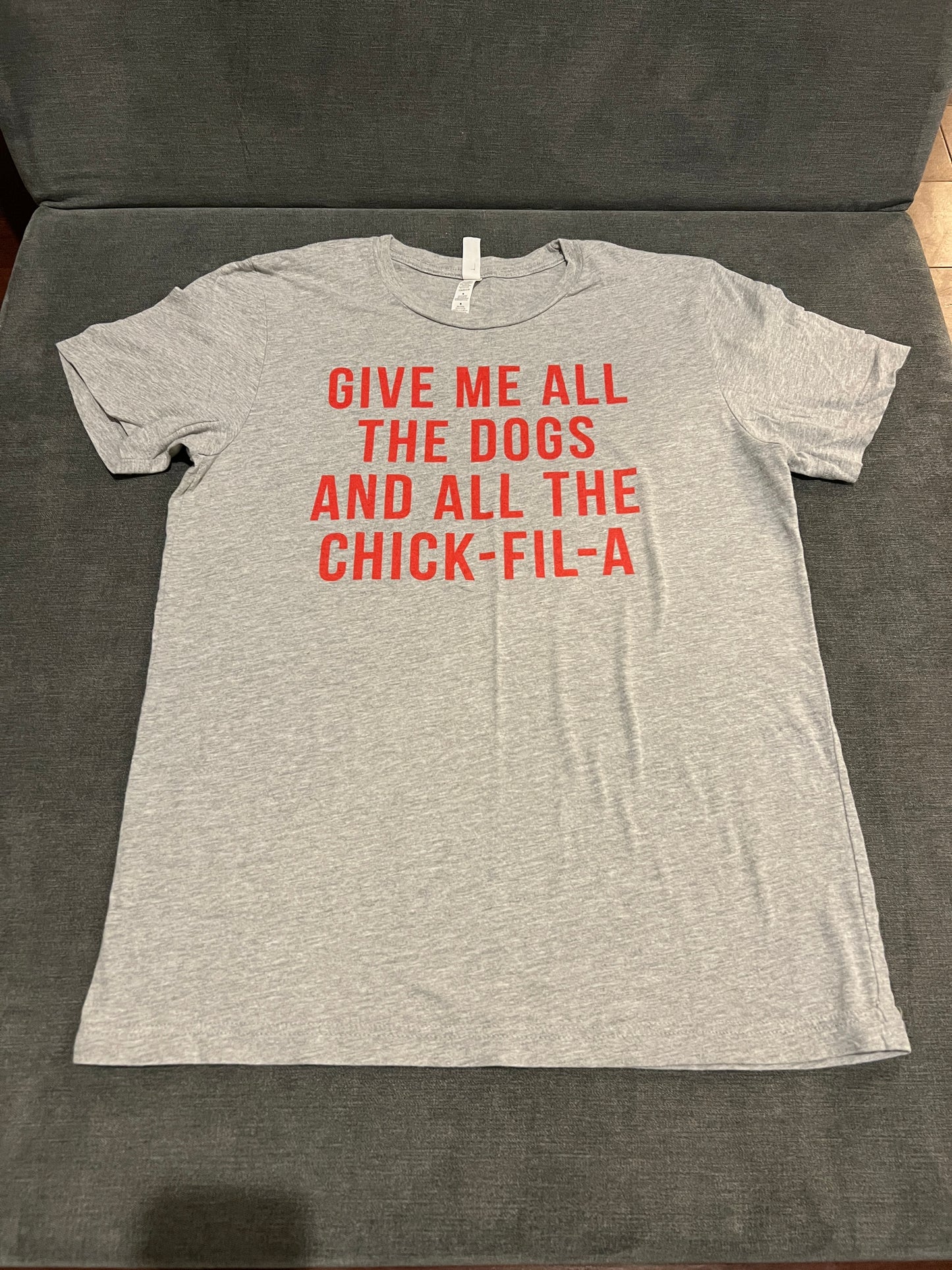 Women's M Dogs and Chick-Fil-A Grey Tshirt- PPU 45044 (Liberty Twp)