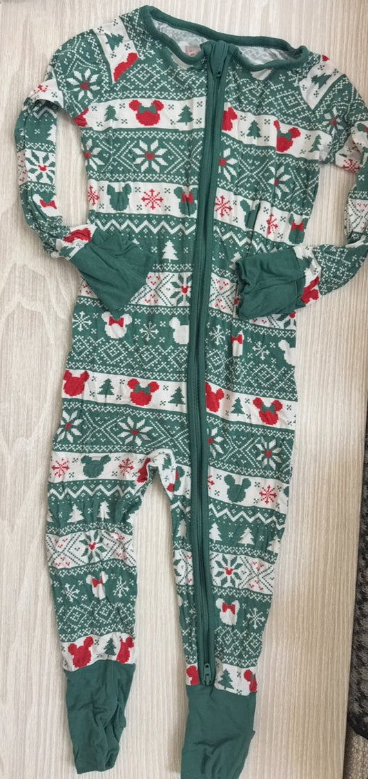 #207 Little Sleepies Disney fair isle Christmas zip size 12-18 Month