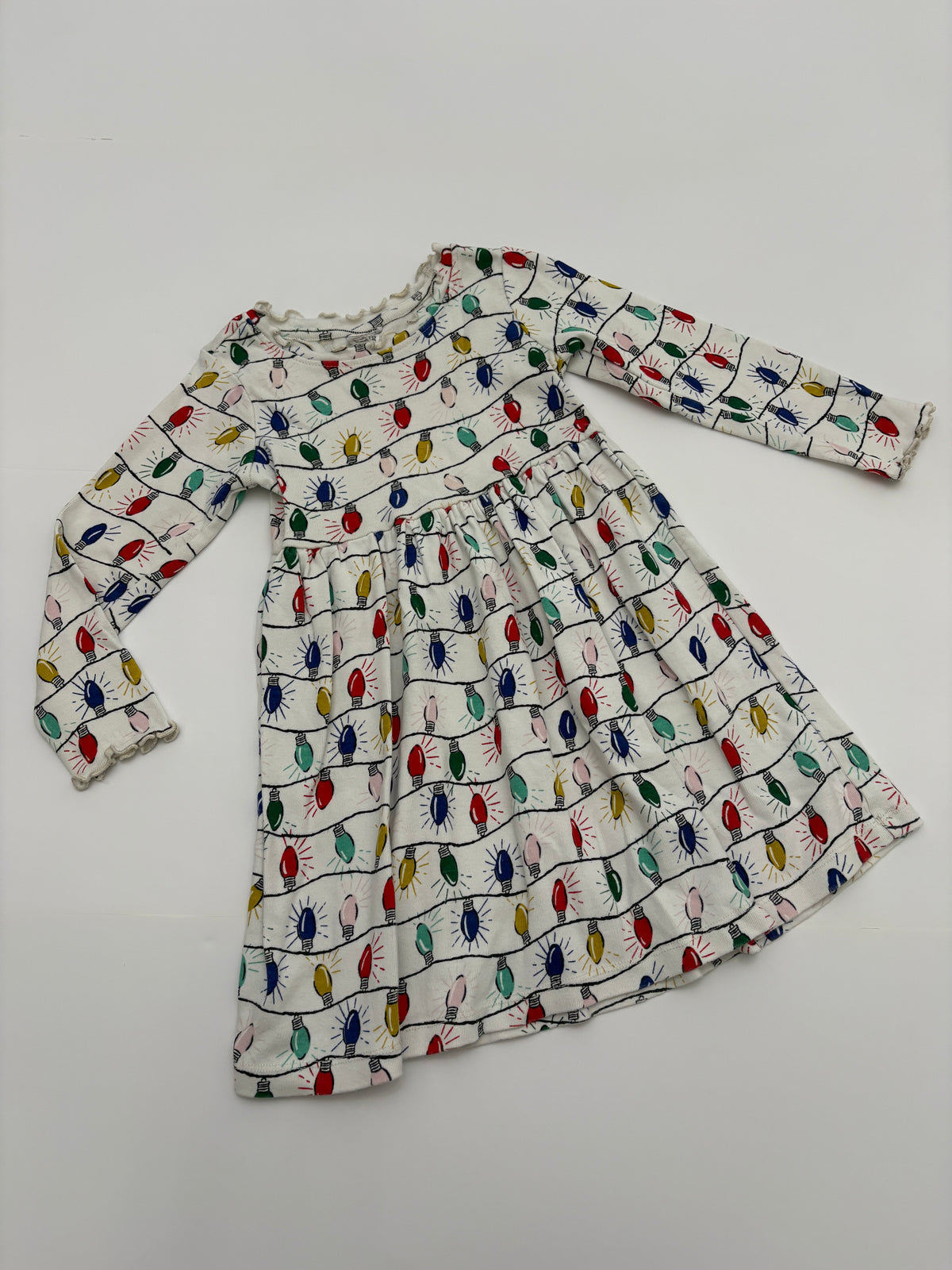 #121 girls 4T Hannah Andersson Christmas lights dress, VGUC
