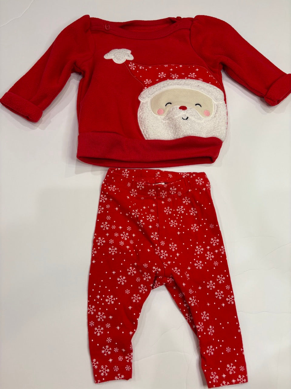 #86A girls 3mo Santa outfit, sweatshirt top and leggings, carters