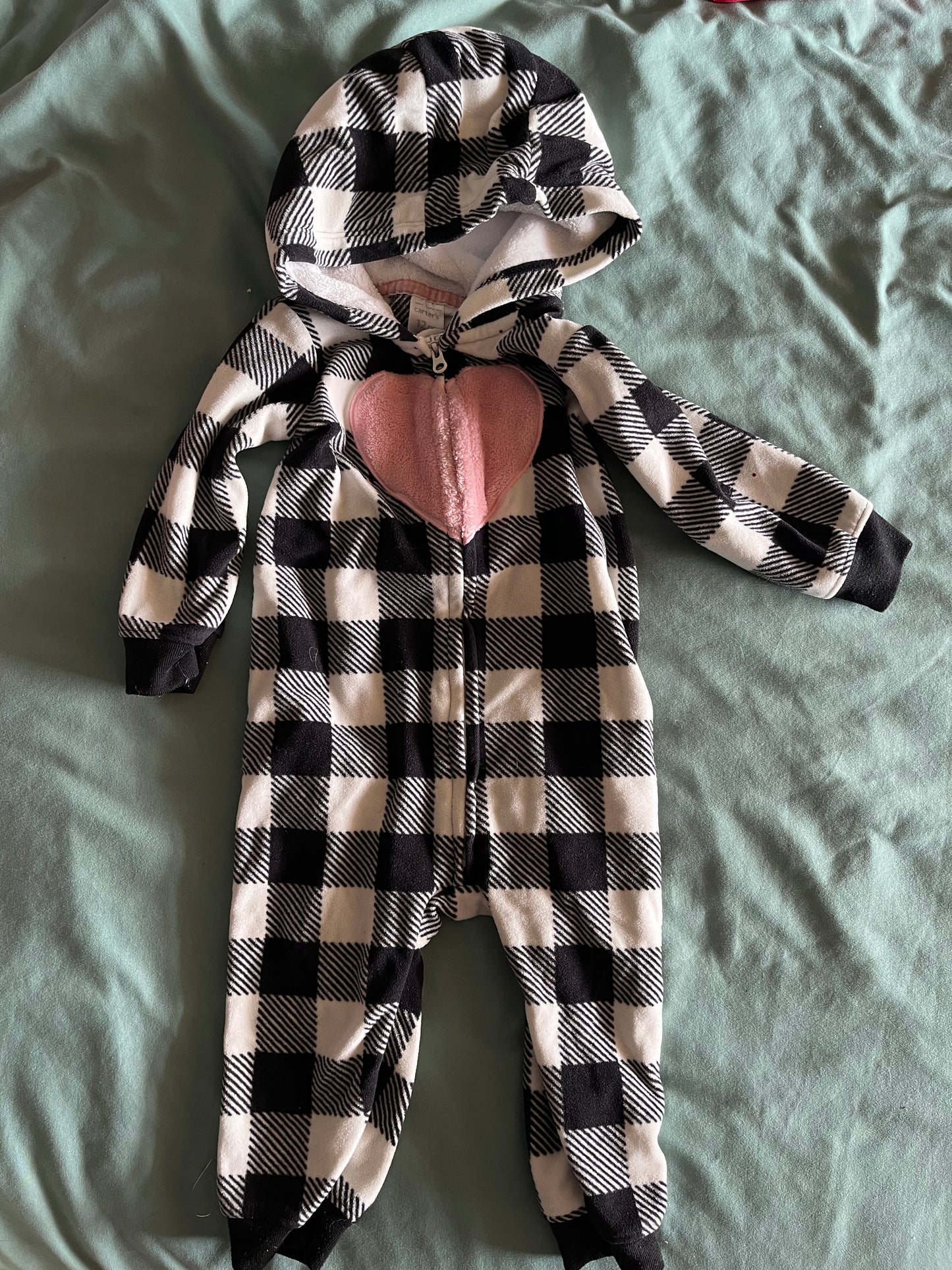 Seller 73A: GUC Carter's Fleece Zip Up - Black/White - Girls - 12M