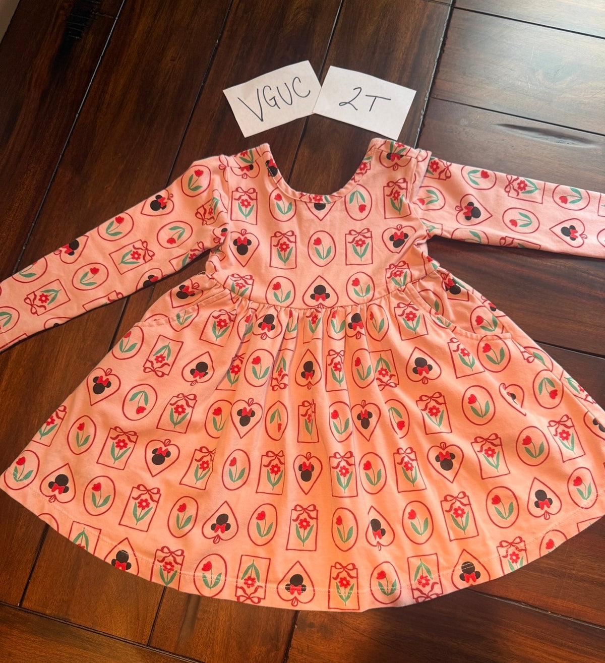 #51 Girls 2T Hanna Andersson Minnie Mouse Twirl Dress with Pockets