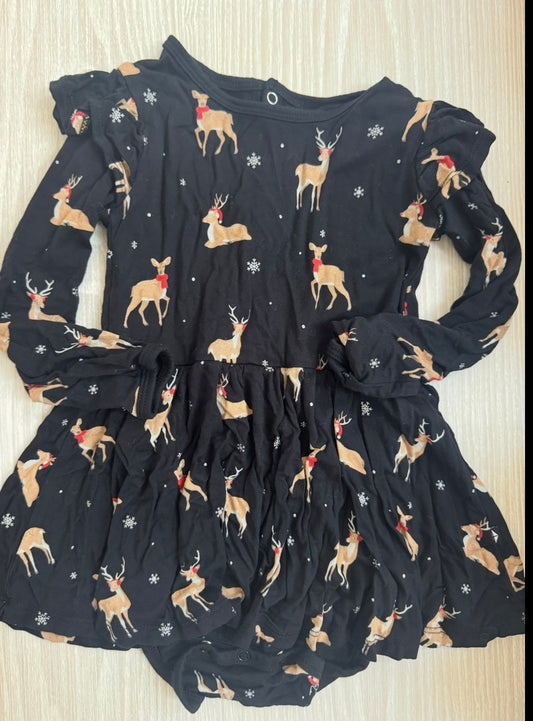 #207 Kate Baby reindeer twirl romper dress - tag 3T but runs small IMO