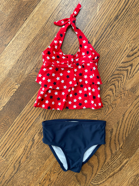 Girls 18m Two Piece Red White Blue Halter Top Swim Suit
