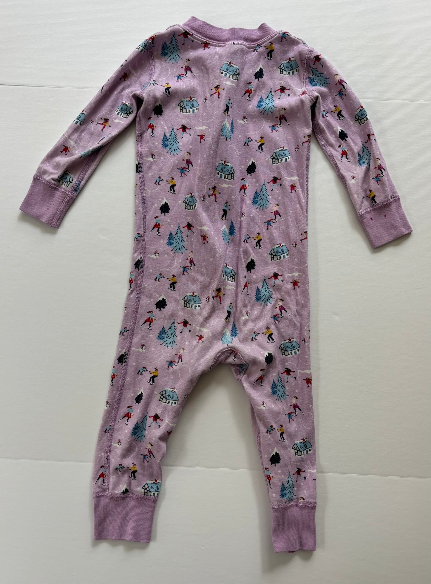 #101 Hanna Andersson Ice Skating Zipper Sleeper Pajamas Girls Size 2T