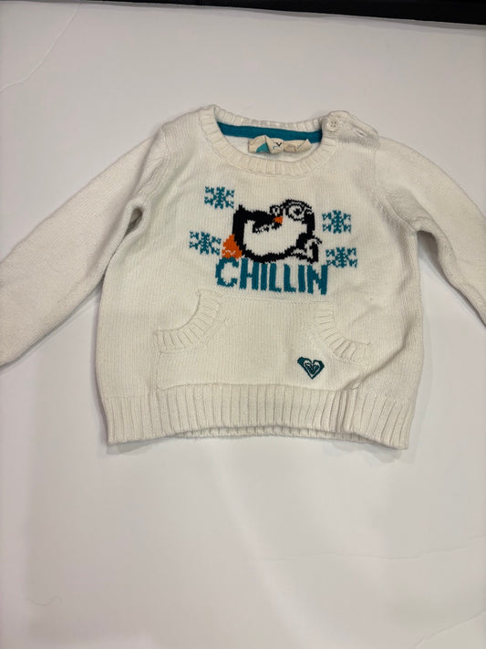 #86A girls 6-12mo Roxy girl sweater, penguin