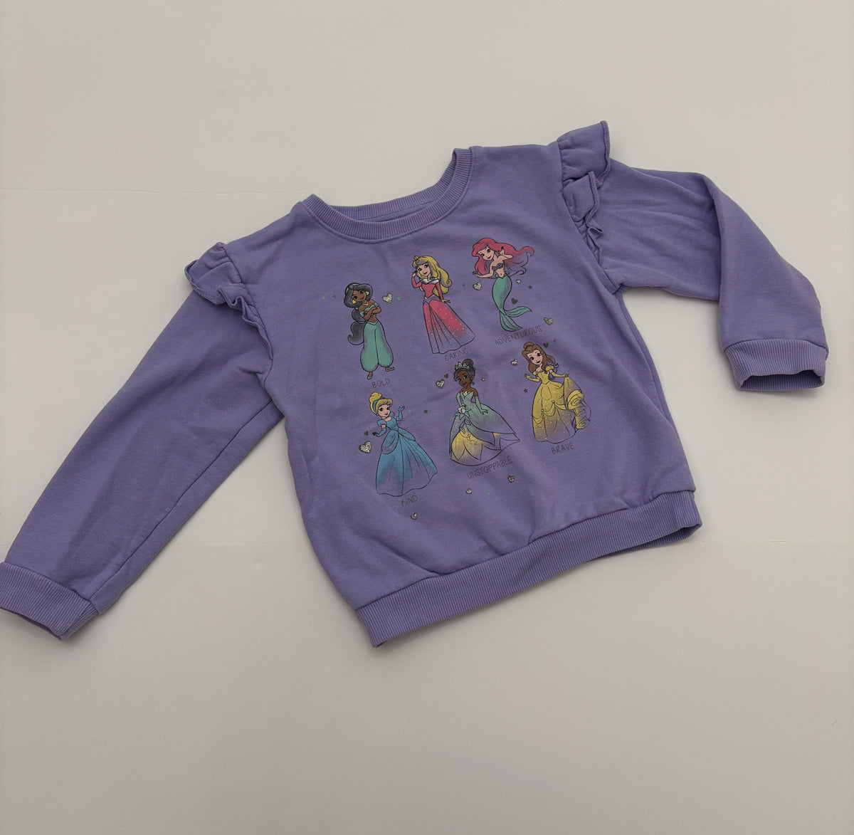 #121 girls 4T Disney purple princess sweatshirt, GUC