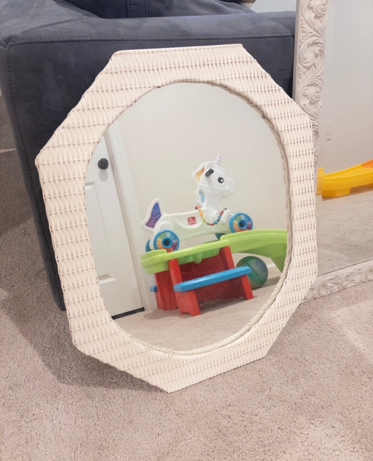#36 whicker white mirror EUC