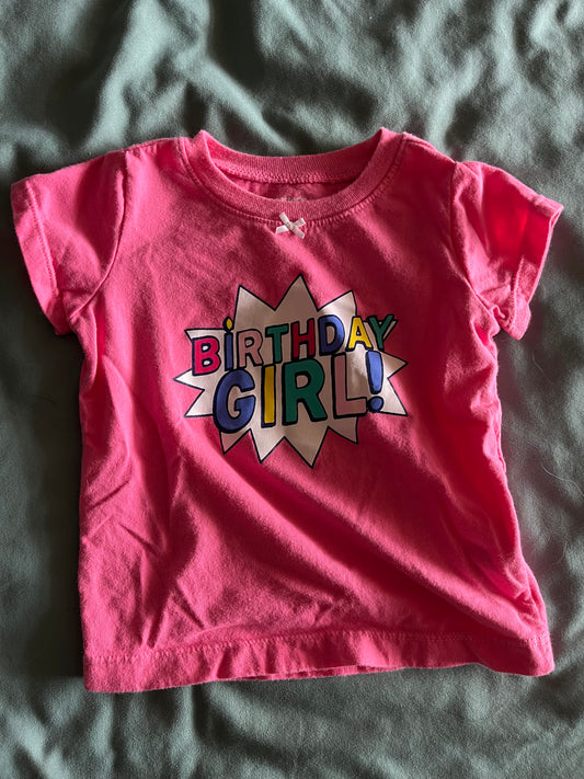 Seller 73A: EUC 12M Birthday GIRL T-Shirt - Pink