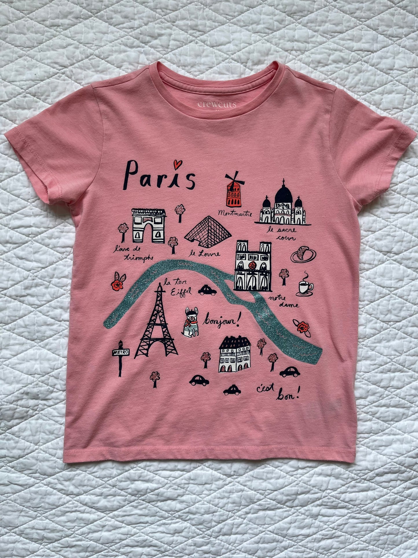 Seller #113 Girls Crewcuts Pink Paris T-Shirt Size L 10/11
