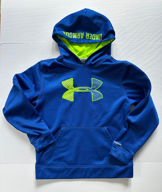 #101 Under Armour Hooded Logo Hooded Sweatshirt Blue Boys Size Small