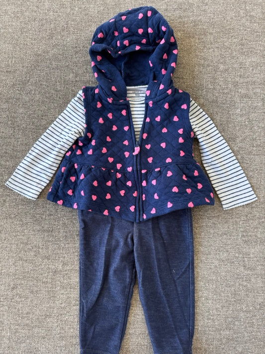 Seller #114 Carters 3 piece set with heart vest girls size 9 months