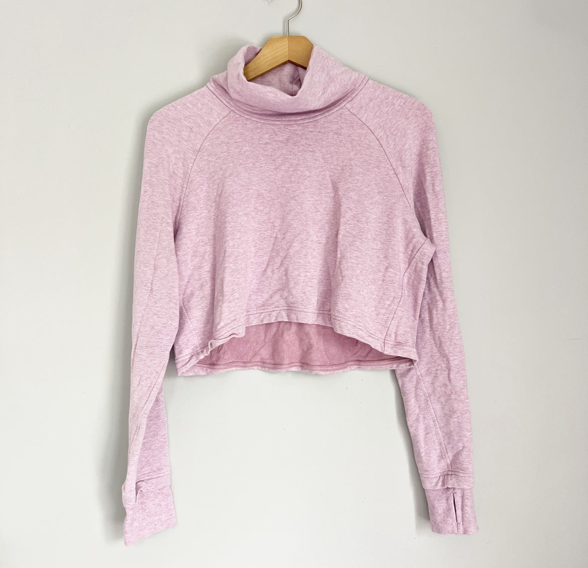 Seller 196 Lululemon pink heathered funnel neck sweatshirt size 4
