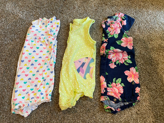 Carters girls 6 month button up rompers