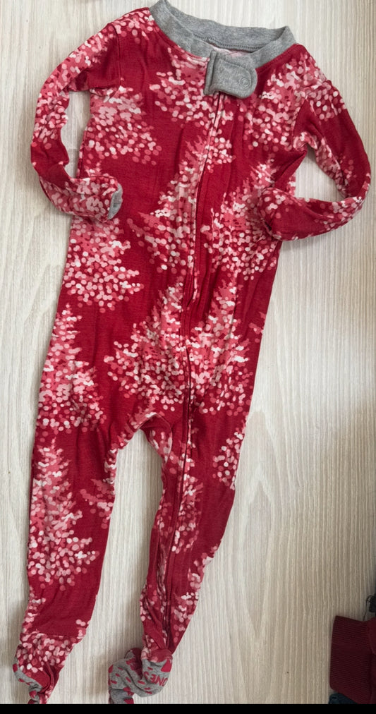 #207 Honest Baby red Christmas footie pajama size 18 Month (Sibling matches size 2T & 5T)