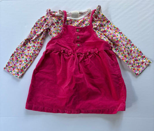 #101 First Impressions Corduroy Floral Jumper Dress Outfit Girls Size 24 months