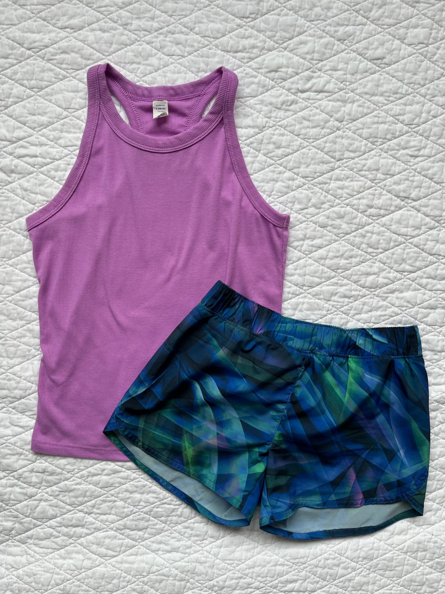 Seller #113 Girls Old Navy Multicolor Shorts and Purple Tank Size L 10/12
