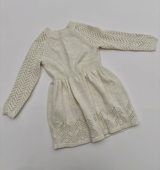 #121 girls 3T Cat & Jack cream sweater dress, VGUC