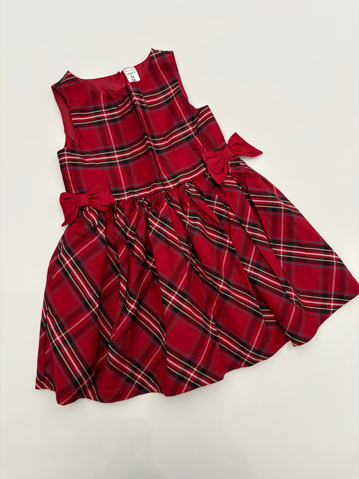 #121 girls 3T Carter's plaid Christmas dress, like new