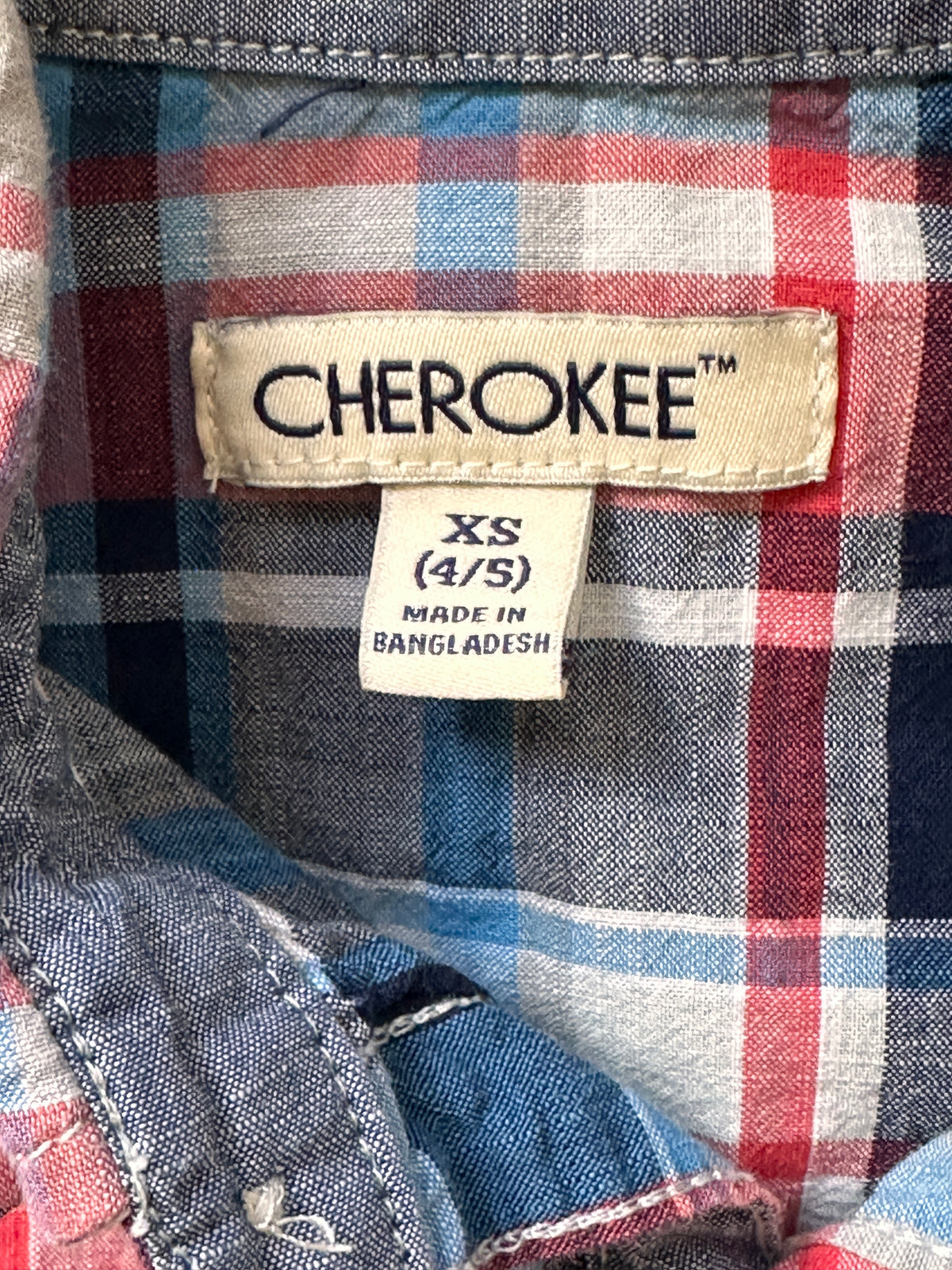 #163 Cherokee Plaid Button-Down Shirt - size XS (4/5) - EUC
