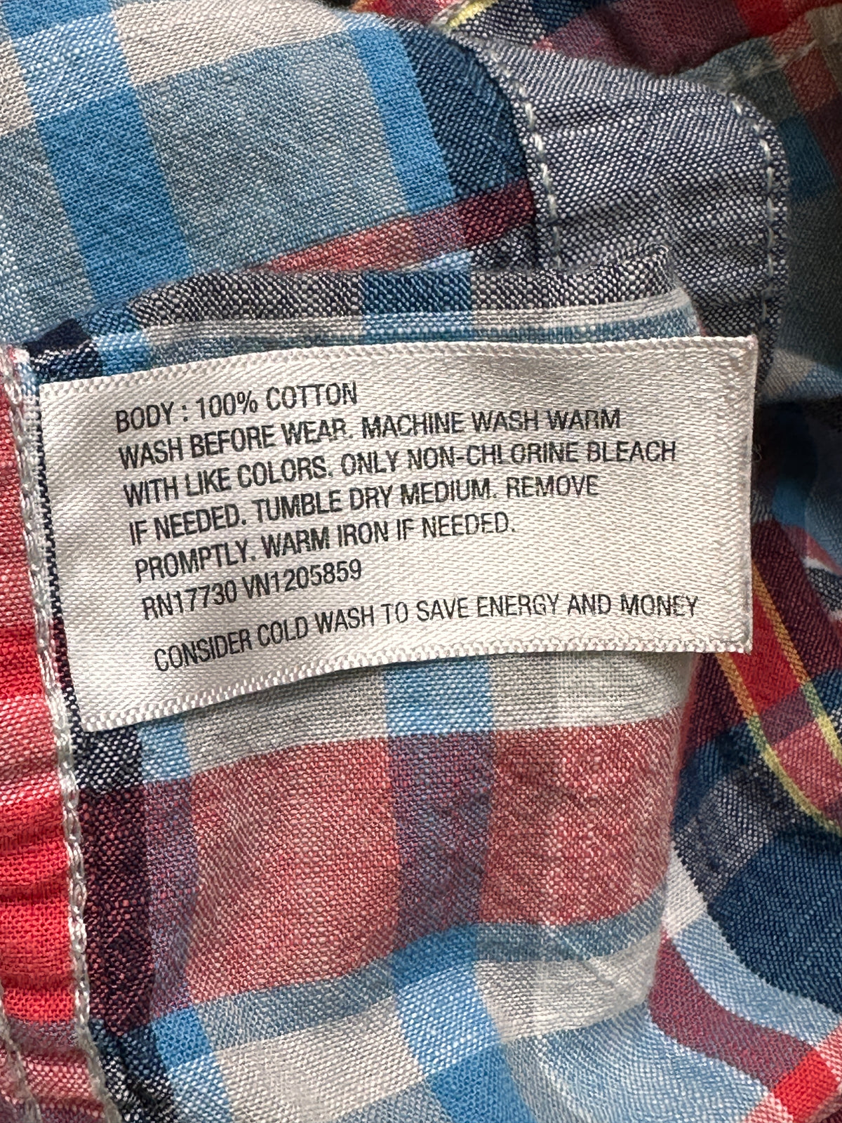 #163 Cherokee Plaid Button-Down Shirt - size XS (4/5) - EUC