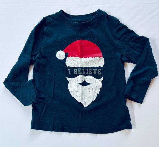 #101 Old Navy Santa Hat Navy Long Sleeve Shirt Gender Neutral Size 2T