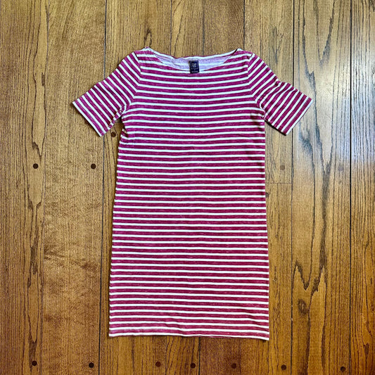 #95 GUC Womens Gap Maternity Maroon Striped Tshirt Dress, size S REDUCED