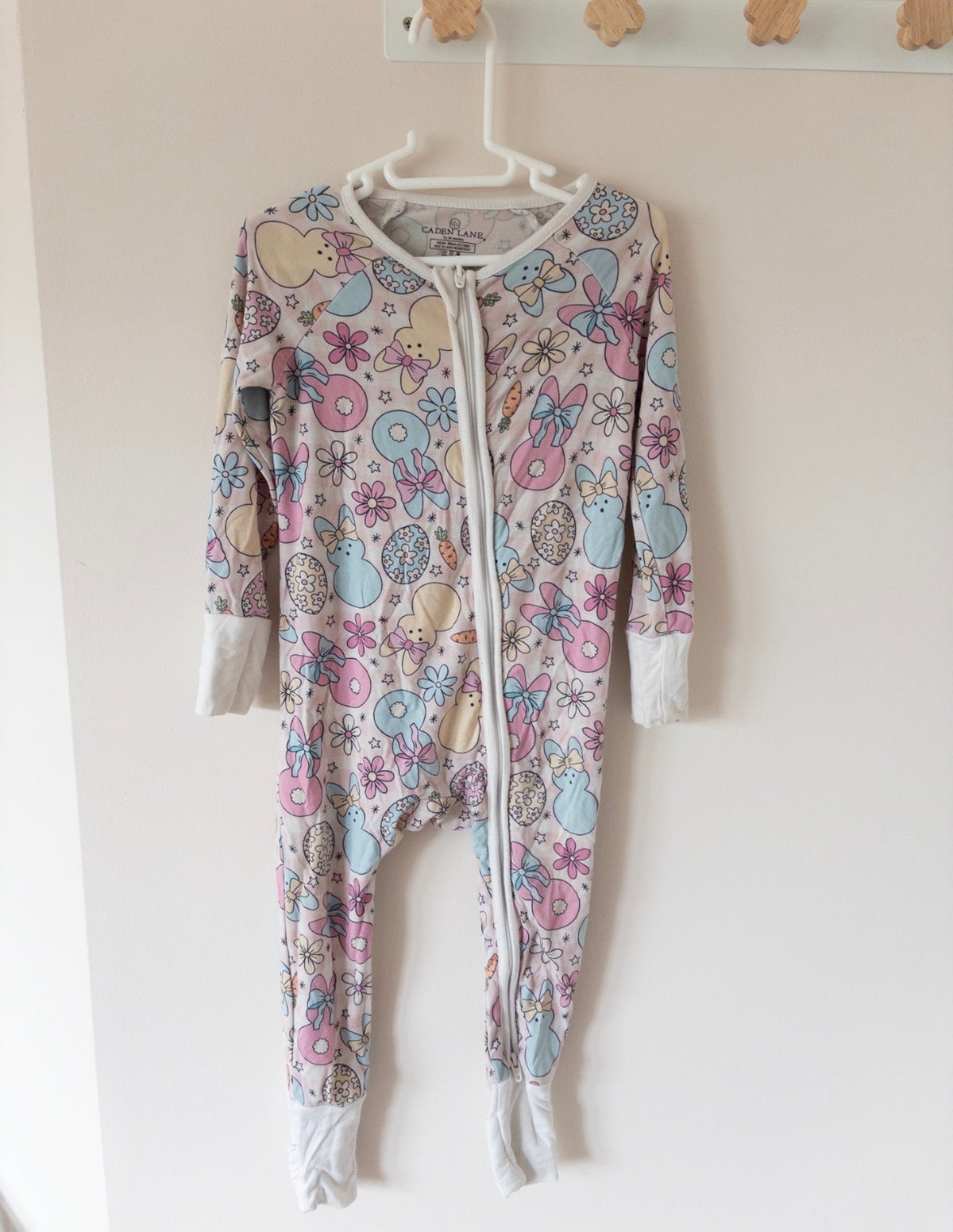 #36 girls Caden lane 12-18 month bamboo bunny pajamas EUC