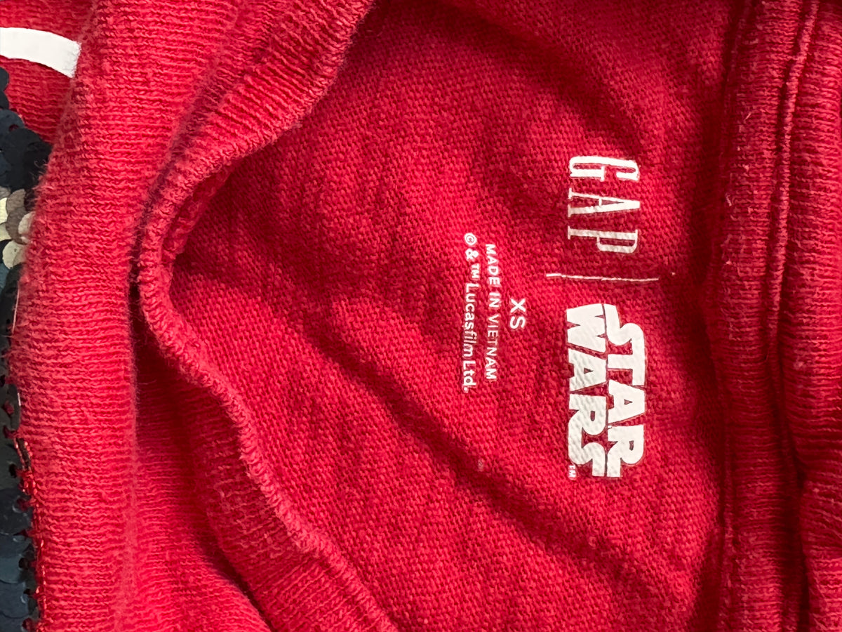 #163 Gap Star Wars Flip Sequin Red Shirt - size XS (4) - VGUC