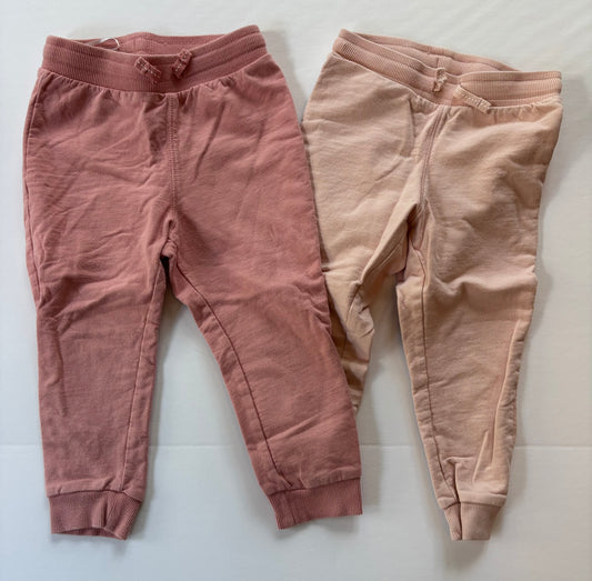 #101 H&M 2-Pack Pink Joggers Girls Size 18-24 months