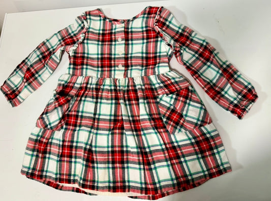 #155 Cat and Jack 3T red and green plaid dress
