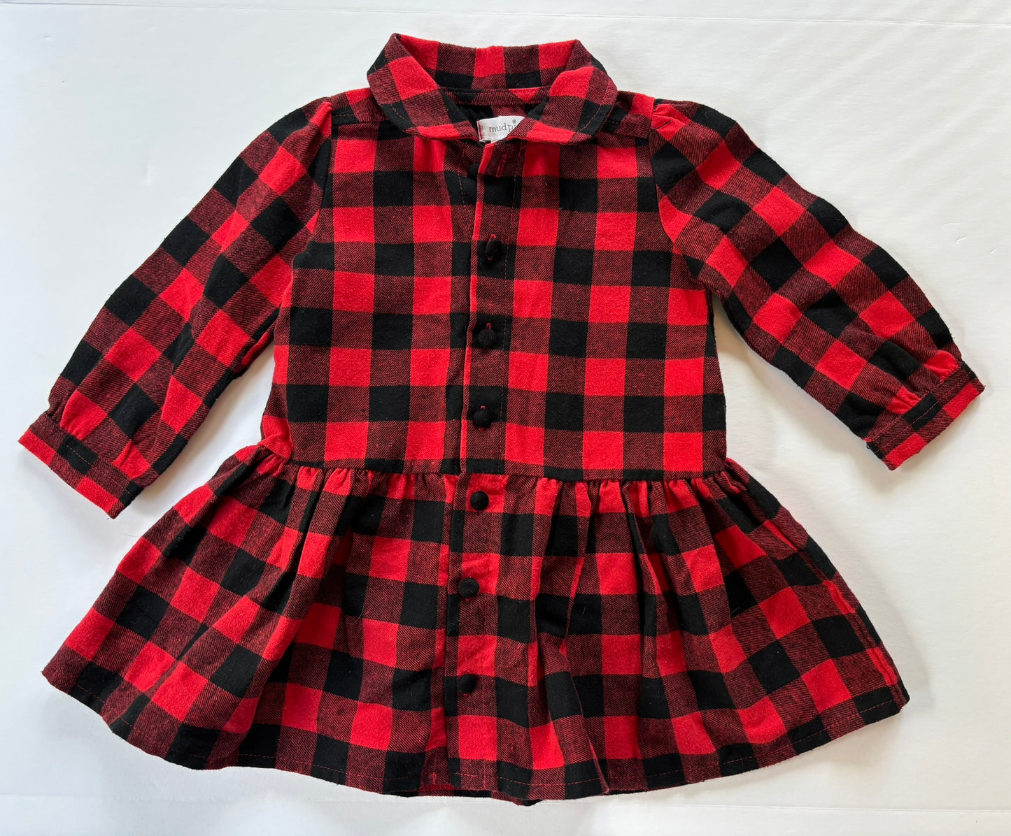 #101 Mudpie Buffalo Tartan Red Plaid Tunic Girls Size 12-18 months