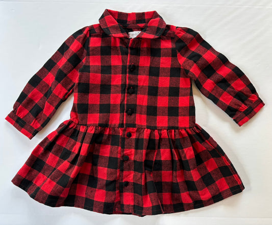 #101 Mudpie Buffalo Tartan Red Plaid Tunic Girls Size 12-18 months