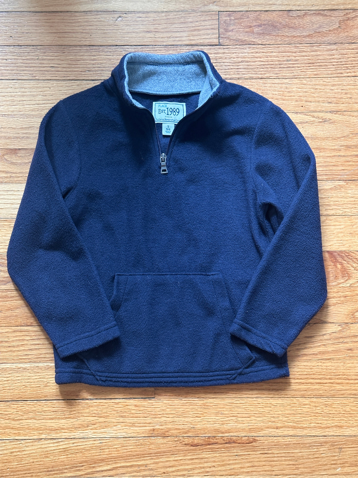 #163 Children's Place Black Fleece Quarter-Zip - size S (5/6) - EUC