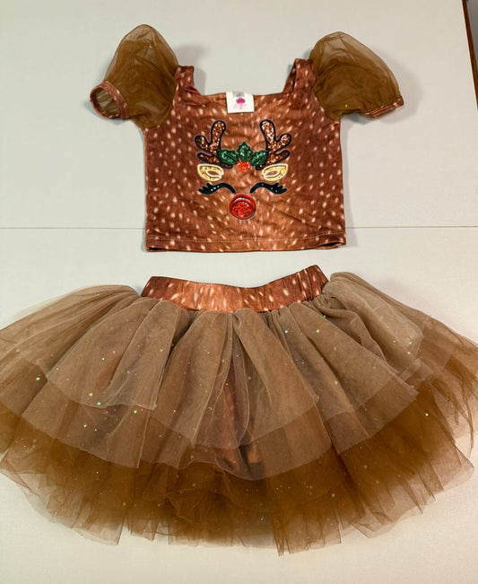 #155 Reduced! Aritutus 2 piece reindeer tutu set, size 4T