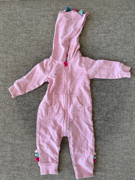 Seller #114 Carters sweatshirt zip up long sleeve pink dinosaur romper girls size 6 months