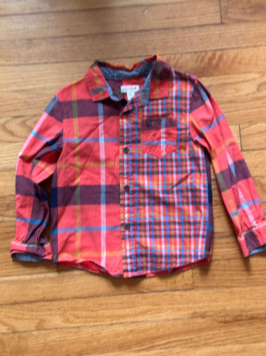 #163 Cat & Jack Plaid Button-Down Shirt - size 5T - EUC