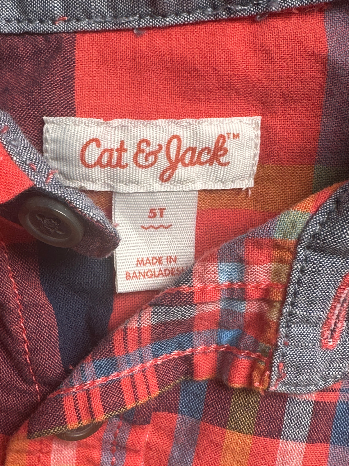#163 Cat & Jack Plaid Button-Down Shirt - size 5T - EUC