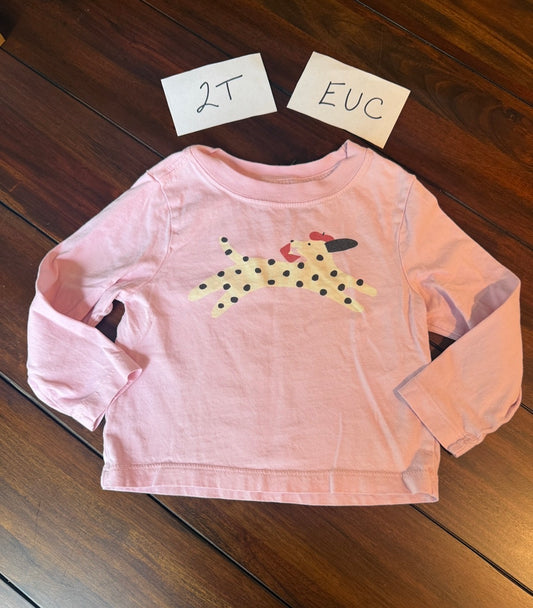 #51 Hanna Andersson 2T Girls French Beret Dalmatian Long Sleeved T-Shirt