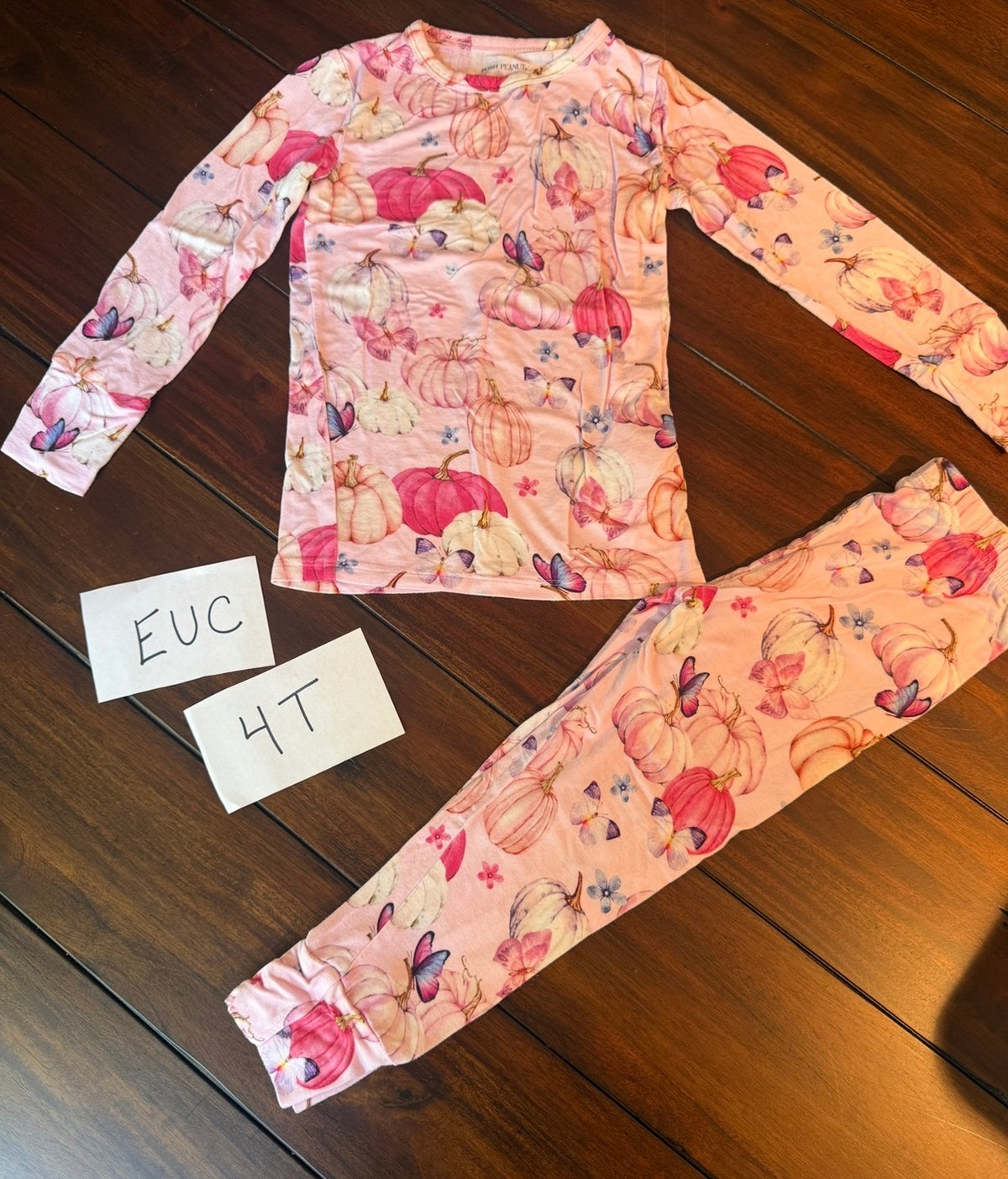 #51 4T Posh Peanut Pink Pumpkin Bamboo Pajama Set