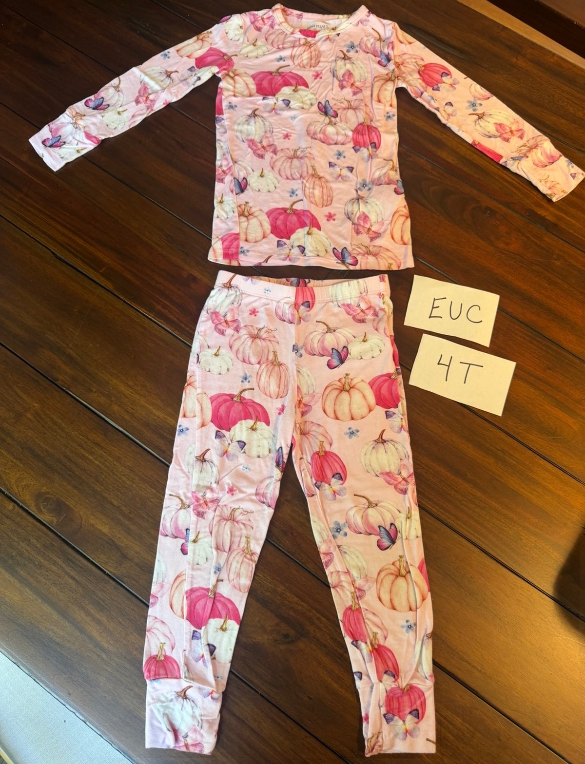 #51 4T Posh Peanut Pink Pumpkin Bamboo Pajama Set