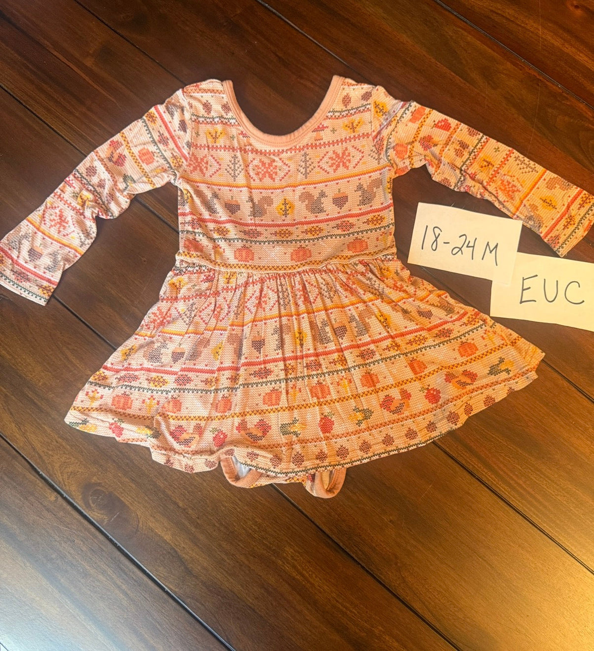 #51 Little Sleepies Harvest Fair Isle Twirl Dress with Bodysuit 18-24M
