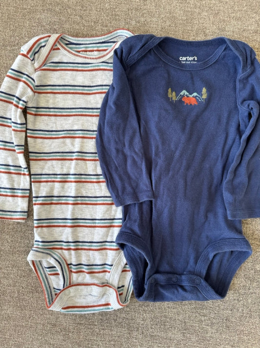 Seller #114 Carters long sleeve onesie navy and stripes boys size 18 months