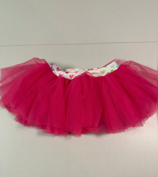 #155 Reduced! Leotudes hot pink with multicolor hearts bloomer tutu, size 2-3