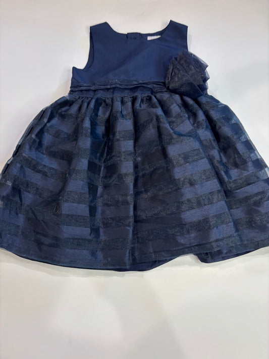 #86A girls 9 mo fancy navy dress, carters