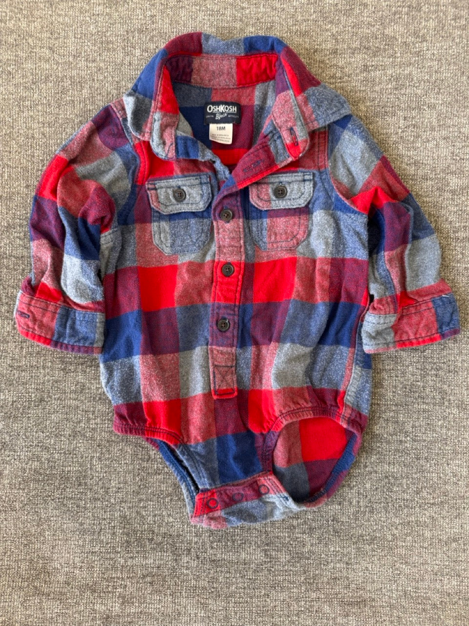 Seller #114 Osh Kosh long sleeve plaid onesie boys size 18 months